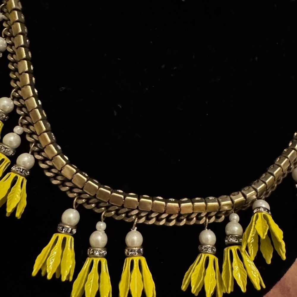Banana Republic Yellow and Silver Tassel Necklace - Picture 2 of 3